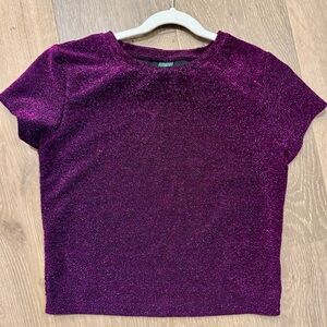 wild fable Metallic Short Sleeve Sparkly Tee in Deep Purple